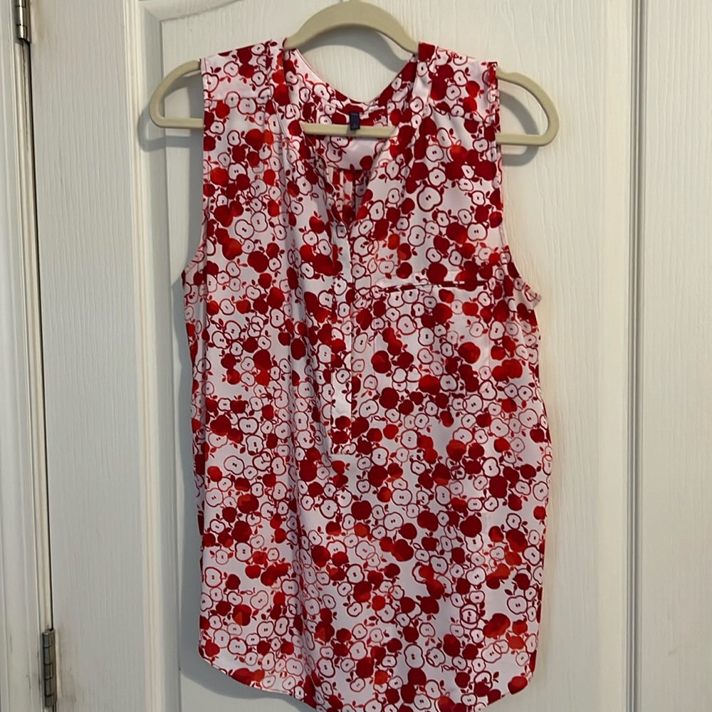 Red/White with Apple design sleeveless top